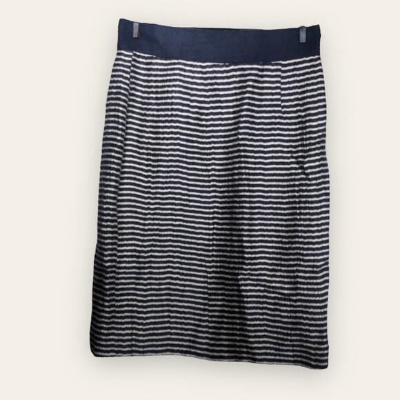 Ann Taylor LOFT linen blend striped blue & white straight skirt - Picture 1 of 9